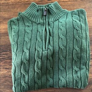 Old Navy Men's Green 1/4 Zip Cable Knit Sweater